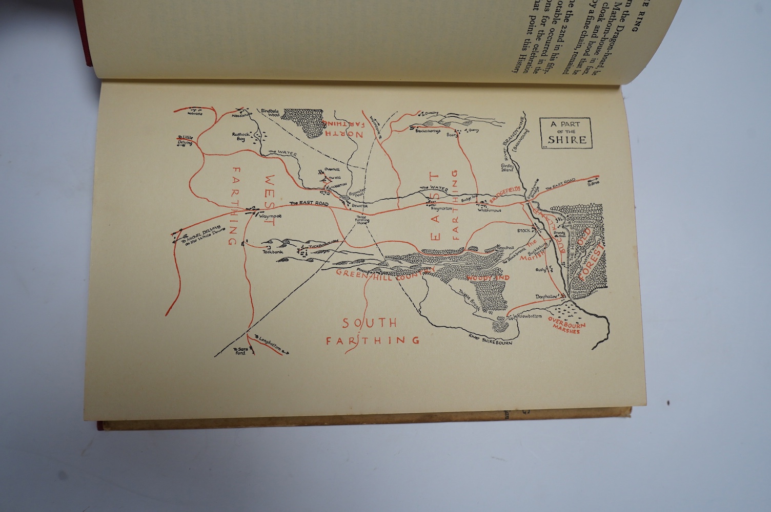 Tolkien, J.J.R - Lord of the Rings, 3 vols, to consist of The Fellowship of the Ring, first edition, 8th. impression, original cloth, folding map at rear, clipped dust-jacket, browned with slight loss to head of spine; T